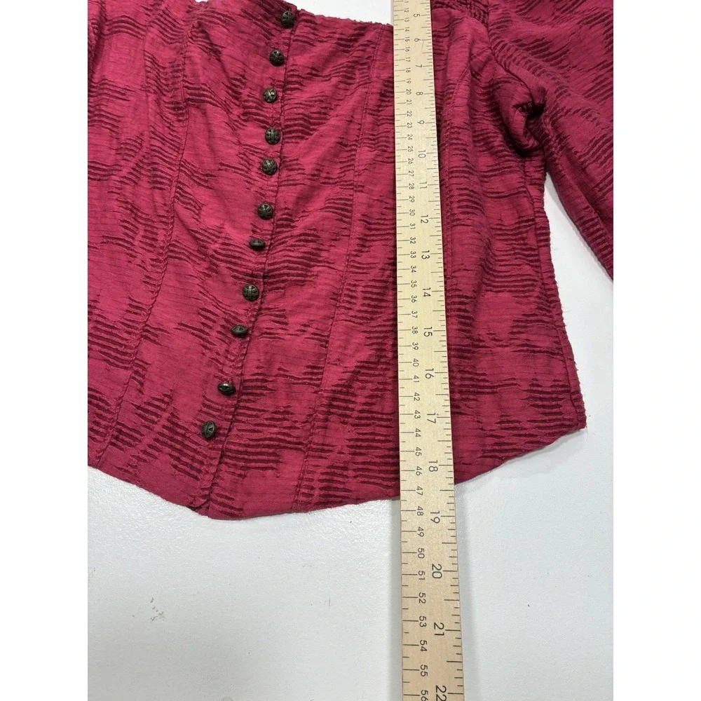 Anthropologie Women Blouse Size‎ XS Cranberry Romantic Puff Sleeve Office casual